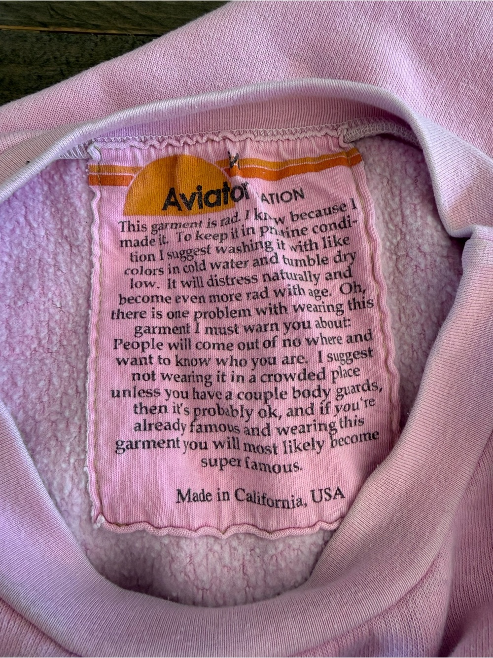 Aviator Nation Pink Sweatshirt with Red Heart Patch - Picture 4 of 7